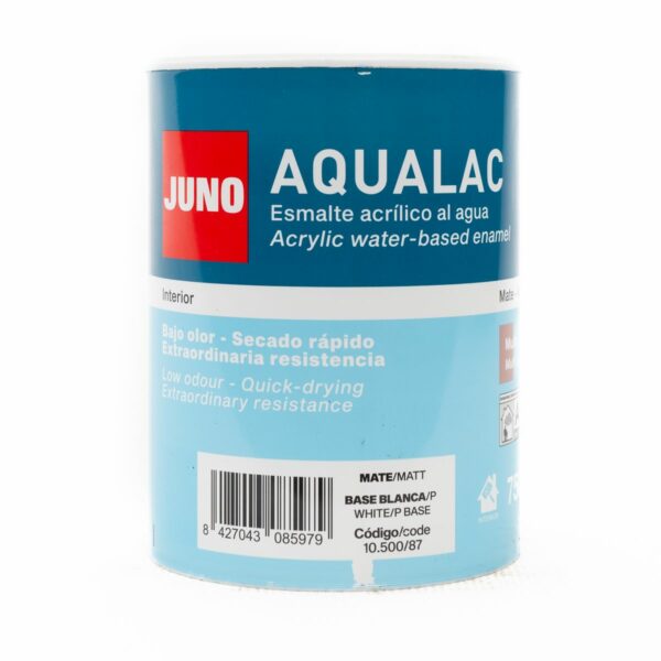 Juno Aqualac Acrylic Water Based Enamel Matt White 750ML